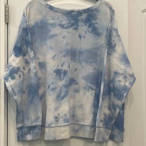Splendid brand waffle-knit shirt. Blue and white tie-dye. Sweatshirt fit. XXL